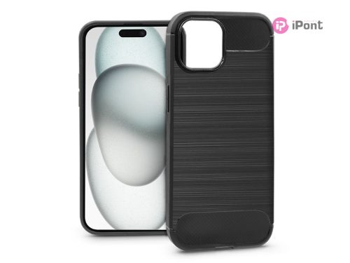 Haffner Carbon szilikon tok - Apple iPhone 15 Plus - fekete