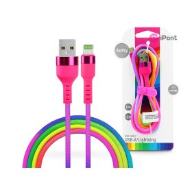   Setty 10W USB/Lightning adat- és töltőkábel 1,2m - szivárvány