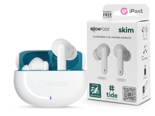 Boompods TWS Bluetooth sztereó headset v5.3 + töltőtok - Boompods Skim Ocean TWS with Charging Case - fehér