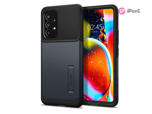 Samsung A536U Galaxy A53 5G ütésálló hátlap - Spigen Slim Armor - fekete/metál