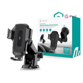   Devia Smart Series 15W vezeték nélküli autós töltő/tartó műszerfalra/szélvédőre - fekete