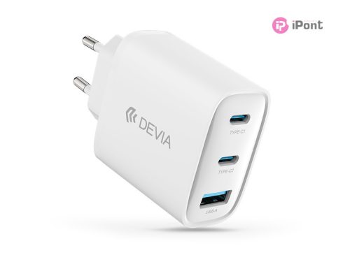 Devia Extreme Speed Series 65W GaN PD hálózati gyorstöltő adapter USB+2xType-C -fehér