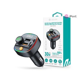   Devia Smart Series Bluetooth FM-transmitter/autós gyorstöltő 30W PD+QC 2xUSB/AUX/MP3 - fekete