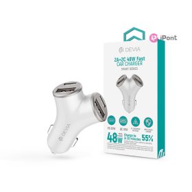   Devia Smart Series 48W PD+QC autós gyorstöltő 2xUSB+2xType-C - ezüst