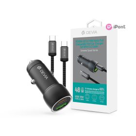   Devia Extreme Speed Series 30W PD+QC USB+Type-C autós töltő adapter+Type-C/Type-C kábel 1m - fekete
