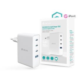   Devia Extreme Speed Series 100W GaN PD hálózati gyorstöltő adapter USB+3xType-C - fehér