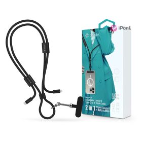   Devia Cable Pro5 Woven 27W PD Type-C/Lightning adat- és töltőkábel + nyakpánt 1.6m - fekete
