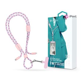  Devia Cable Pro5 Woven 27W PD Type-C/Lightning adat- és töltőkábel + nyakpánt 1.6m - pink