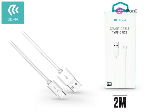 Devia USB - USB Type-C adat- és töltőkábel 2 m-es vezetékkel - Devia Smart USB  Type-C 2.0 Cable - fehér