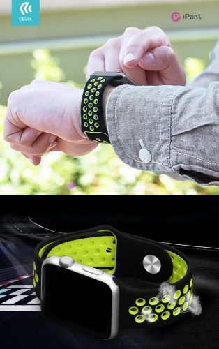 Devia Deluxe Series Sport2 Apple Watch lyukacsos sport szíj - 42/44/45/49mm - fekete/szürke