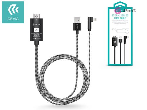 Apple iPhone Lightning + USB + HDMI kábel 2 m-es vezetékkel - Devia Storm Series HDMI Cable - black