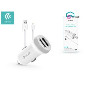   Devia Smart Series 15W autós töltő 2xUSB +USB/Lightning kábel - fehér