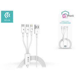   Devia Smart Series 3in1 10W Lightning/microUSB/Type-C - töltőkábel 1,2 m - fehér