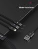 Devia USB töltőkábel 1,2 m-es vezetékkel - Devia Gracious Series 3in1 for       Lightning/microUSB/Type-C - 5V/3A - fekete