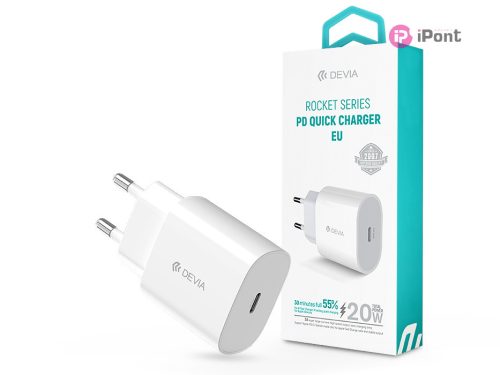 Devia Rocket Series 20W PD hálózati gyorstöltő adapter Type-C - fehér