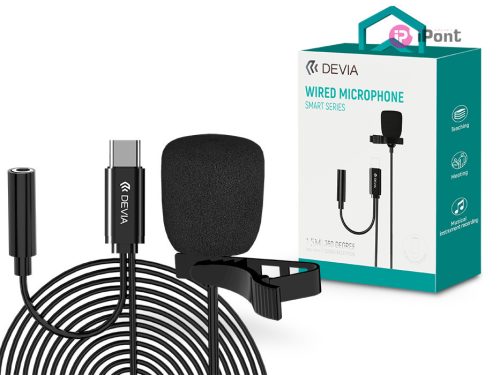 Devia vezetékes influenszer mikrofon - Type-C - Devia Smart Series Wired        Microphone - fekete