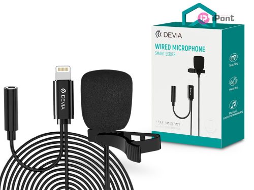 Devia vezetékes influenszer mikrofon - Lightning - Devia Smart Series Wired     Microphone - fekete