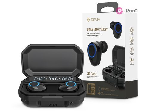 Devia TWS Bluetooth sztereó headset v5.1 + töltőtok - Devia Joy A12 Series True Wireless Earphones with Charging Case - fekete