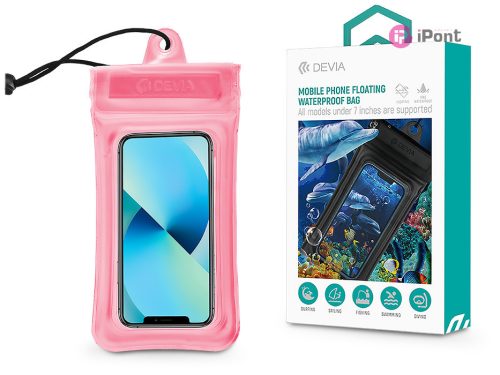 Devia univerzális vízálló védőtok max. 7 méretű készülékekhez - Devia Mobile   Phone Floating Waterproof Bag - pink"