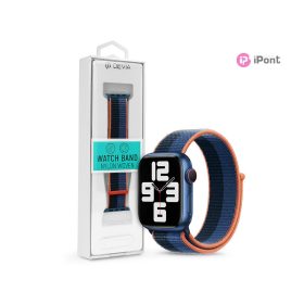   Devia Nylon Woven Braided Apple Watch szövet sport szíj - 38/40/41mm - narancs/kék