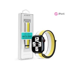   Devia Nylon Woven Braided Apple Watch szövet sport szíj - 42/44/45/49mm - fehér/sárga
