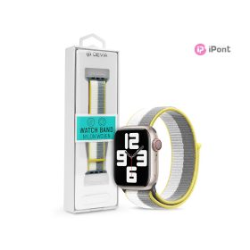   Devia Nylon Woven Braided Apple Watch szövet sport szíj - 42/44/45/49mm - fehér/szürke
