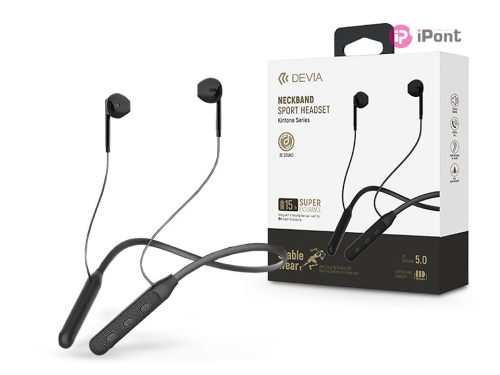 Devia Sport Bluetooth sztereó fülhallgató v5.0 - Devia Kintone Series Neckband  Sport Wireless Earphone - fekete