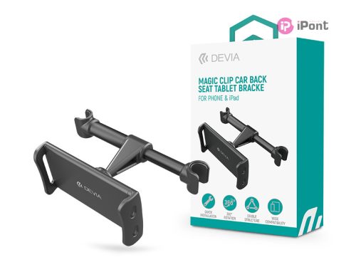 Devia univerzális fejtámlára szerelhető telefon/tablet autós tartó 5 - 12 ''    méretű készülékekhez - Devia Magic Clip Car Back Seat Tablet Bracke - fekete