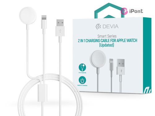 Devia Smart Series 2 in 1 mágneses töltőkábel Apple Watch-hoz + USB-A/Lightning kábel - fehér