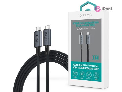 Devia Extreme Speed Series USB4.0 40 Gbps 240W PD Type-C/Type-C adat- és töltőkábel 1m - fekete