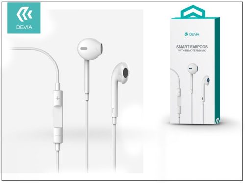 Devia univerzális sztereó felvevős fülhallgató - 3,5 mm jack - Devia Smart Earpods - fehér