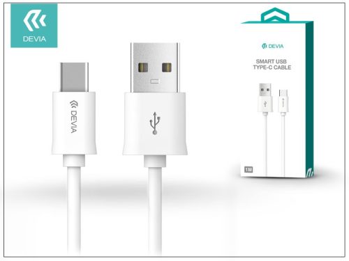 Devia USB - USB Type-C adat- és töltőkábel 1 m-es vezetékkel - Devia Smart USB  Type-C 2.0 Cable - fehér