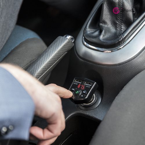 Maxlife MXFT-02 Bluetooth FM-transmitter/autós töltő 15W - 2xUSB/microSD kártyaolvasó - fekete