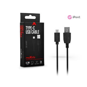   Maxlife USB/USB Type-C adat- és töltőkábel 20cm - 5V/2A - fekete