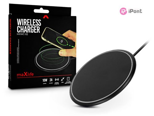 Maxlife Qi univerzális vezeték nélküli töltő állomás - 5V/2A - 10 W - Maxlife MXWC-02 Wireless Charger - Qi szabványos - fekete