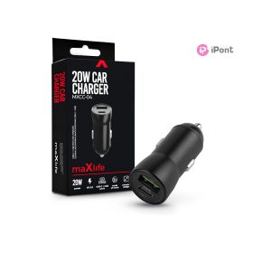   Maxlife MXCC-04 20W PD+QC autós gyorstöltő adapter USB+Type-C - fekete