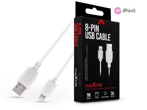 Maxlife USB - Lightning adat- és töltőkábel 1 m-es vezetékkel - Maxlife 8-PIN   USB Cable - 5V/2A - fehér