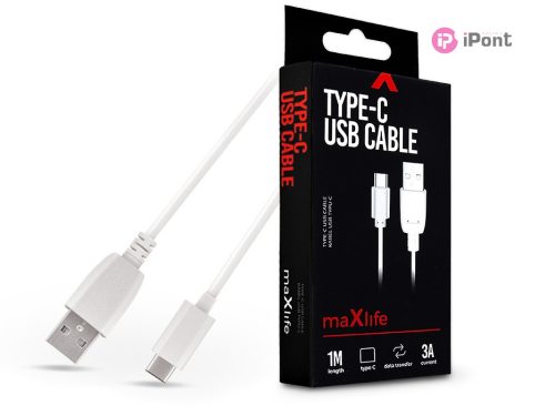 Maxlife USB - USB Type-C adat- és töltőkábel 1 m-es vezetékkel - Maxlife USB    Type-C Cable - 5V/3A - fehér
