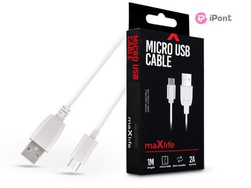 Maxlife 10W USB/microUSB adat- és töltőkábel 1m - fehér