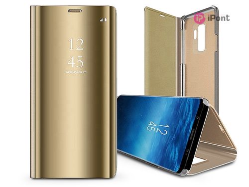 Smart Clear View oldalra nyíló flipes tok - Samsung SM-A546 Galaxy A54 5G - arany