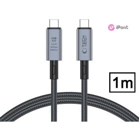   Tech-Protect Ultraboost 240W PD USB/8K/40 Gbps/Type-C - Type-C adat- és töltőkábel 1m - szürke
