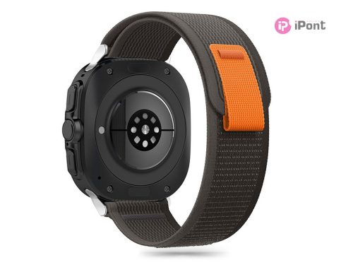 Tech-Protect Nylon - Samsung Galaxy Watch Ultra 2024/2025 nylon szíj (47mm) - fekete/narancs