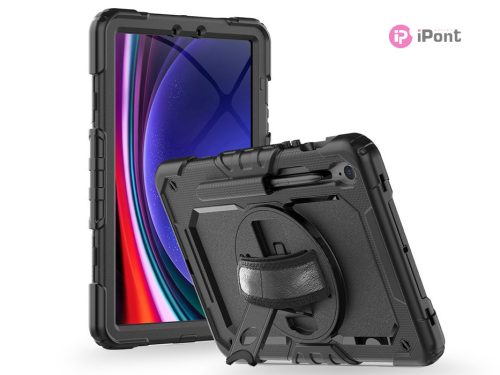 Samsung X510/X516B Galaxy Tab S9 FE 10.9 ütésálló tablet tok 360 fokos          védelemmel, 4H kijelzővédő üveggel - Tech-Protect Solid - fekete (ECO           csomagolás)