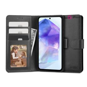   Tech-Protect Wallet Flip oldalra nyíló tok - Samsung SM-A556 Galaxy A55 - fekete