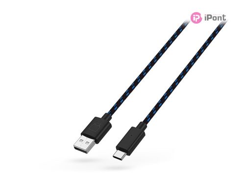 Venom USB-A - USB Type-C töltőkábel 1 m-es vezetékkel - fekete/kék - ECO        csomagolás